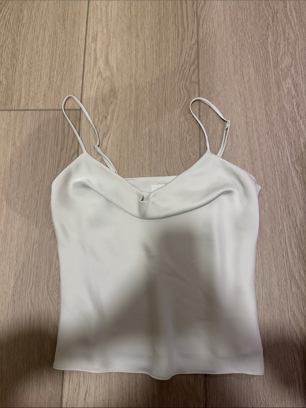 Babaton Ivory Satin Cowl Neck Camisole